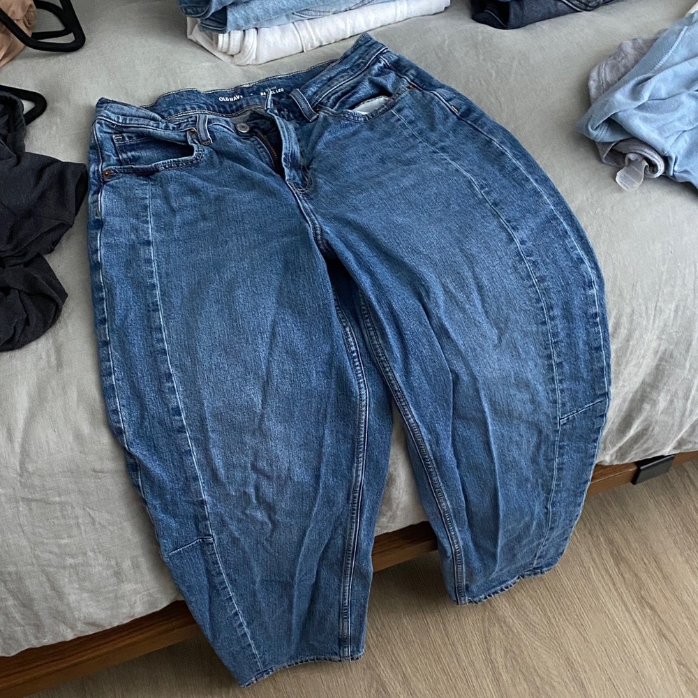 Classic Blue Denim Jeans- barrel jeans